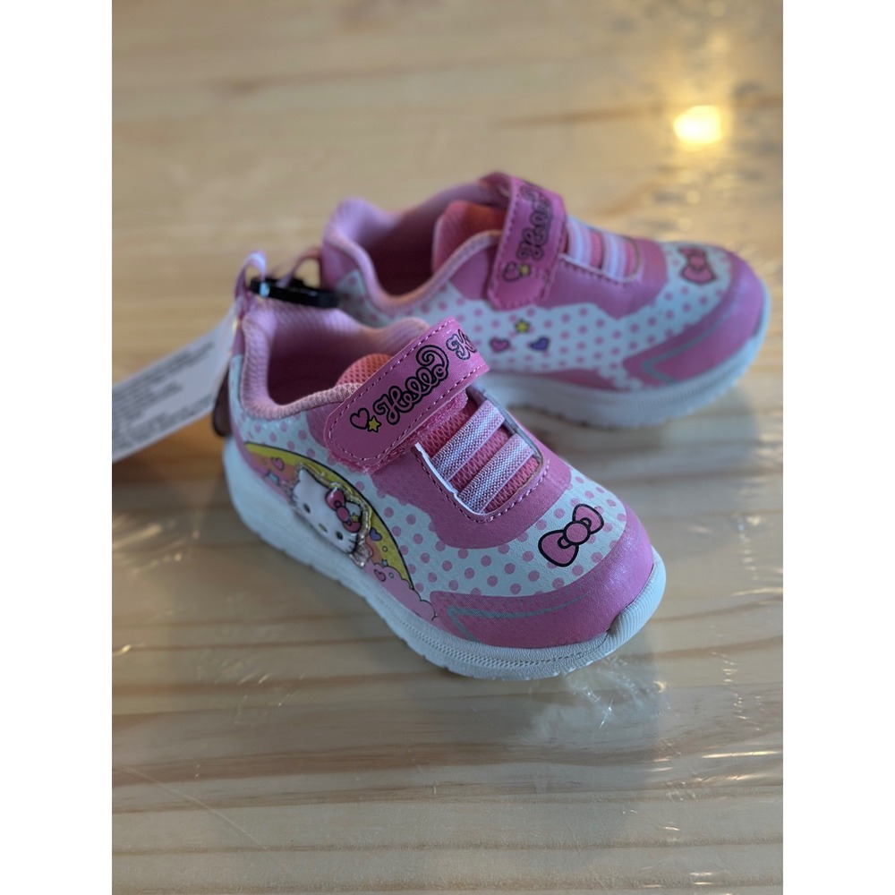 Hello Kitty Toddler Girl Light Up Sneakers Pink Polka Dot Shoes Size 7
